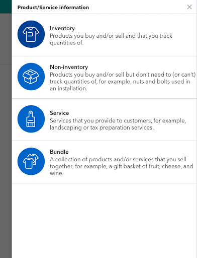 QuickBooks Setup - Products and Services